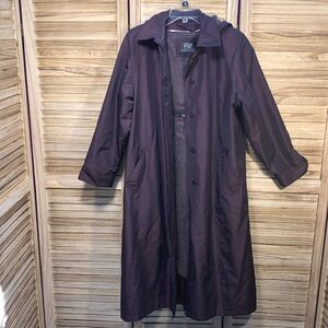 FS Rainwear Trench Coat Raincoat Removable Hood Belt Iridescent PURPLE Size 14P